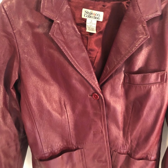 STYLE & CO. COLLECTION  M SHELL BURGUNDY JACKET - Picture 5 of 7